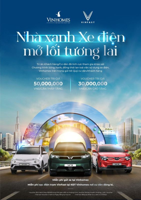 Voucher Vinhomes mua xe điện VinFast 50 trieu dong - voucher sống xanh