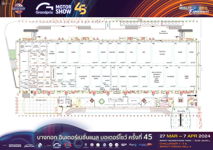 Bangkok Motor Show 2024 'chạy nước rút', VinFast VF Wild đã đến Thái Lan- Ảnh 6. Gian hàng VinFast ở vị trí A24 với quy mô khiêm tốn khi so với các thương hiệu xe lớn, nhưng vẫn đủ không gian để VinFast mang toàn bộ đội hình xe hiện tại của mình đến với triển lãm hàng đầu trong khu vực - Ảnh: GPI