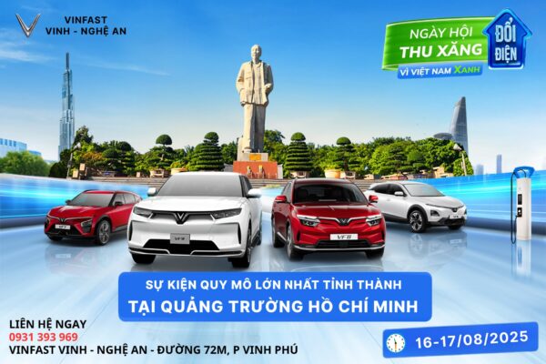 NGÀY HỘI “THU XĂNG – ĐỔI ĐIỆN” LỚN NHẤT NGHỆ AN DIỄN RA TẠI QUẢNG TRƯỜNG HỒ CHÍ MINH