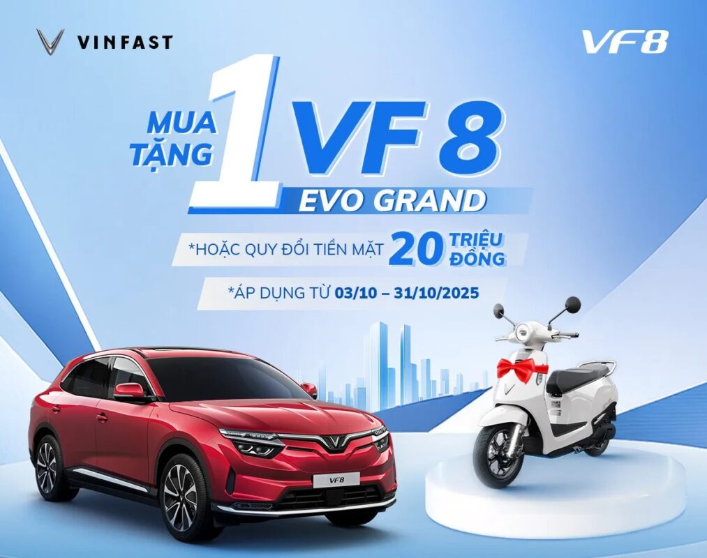 Mua VF 8 – Tặng xe máy điện, ưu đãi khủng lên tới 188 triệu đồng