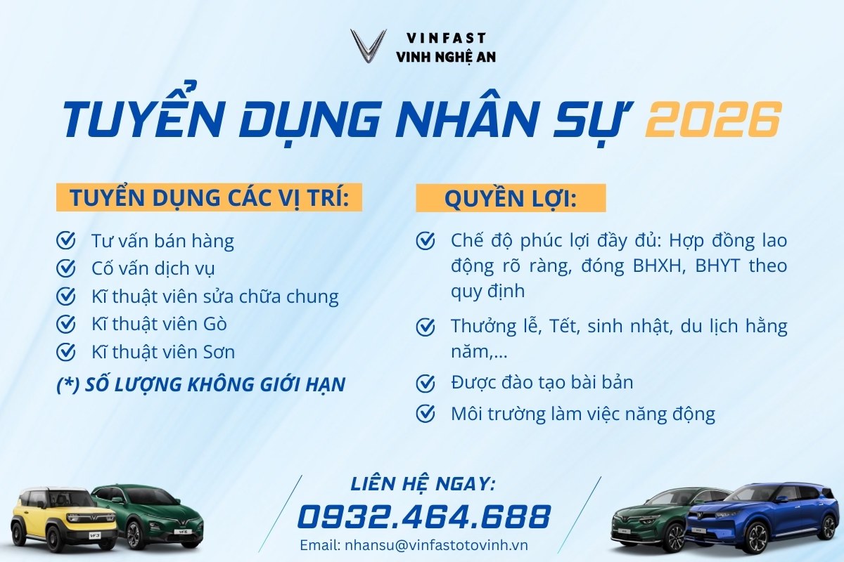 VINFAST VINH – NGHỆ AN TUYỂN DỤNG 2026